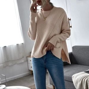 SHEIN cable knit split hem sweater